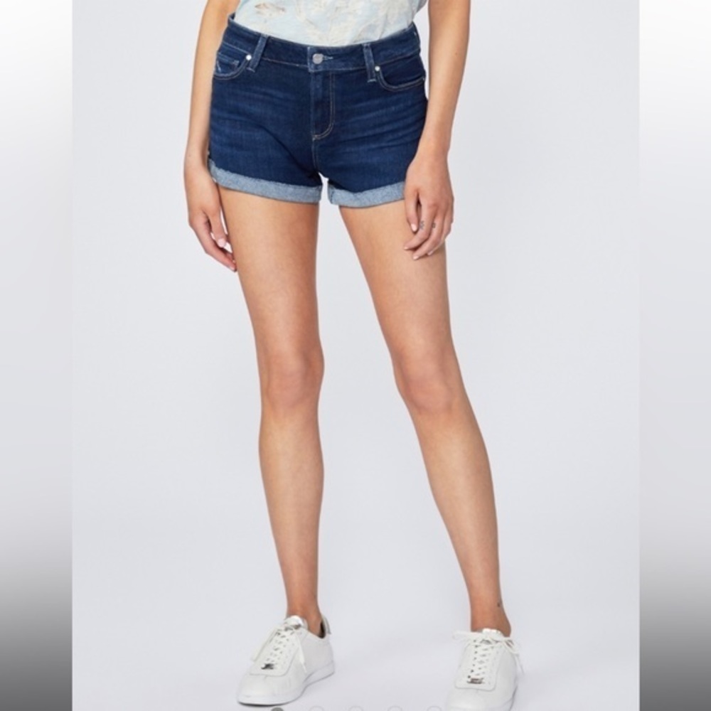 Paige Medium Wash Distressed Rolled Jimmy Jimmy Denim Shorts 27